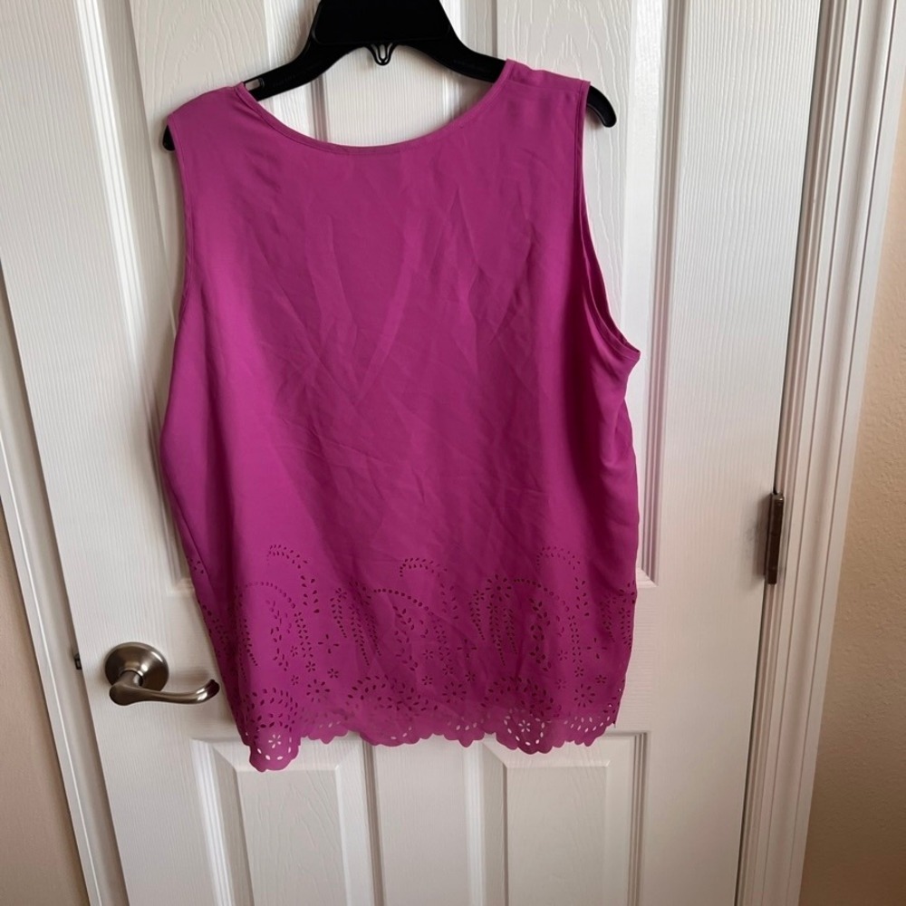 Bon Worth Tank‎ Top Sleeveless Laser Cutout Casual Top Pink Blouse Small Petite - Picture 5 of 7
